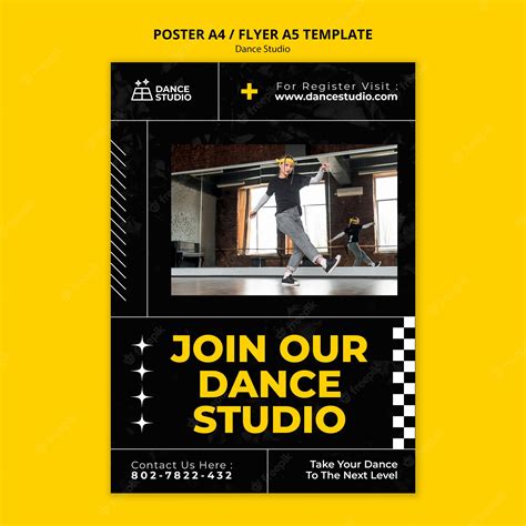 Premium Psd Dance Studio Lessons Vertical Flyer Template