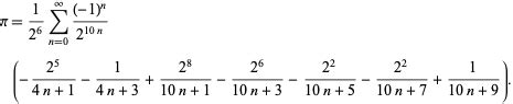 Pi Formulas -- from Wolfram MathWorld