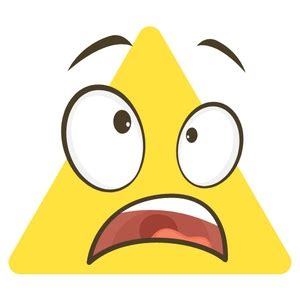 Surprised yellow triangle emoji with huge eyes and open mouth | Emoticon