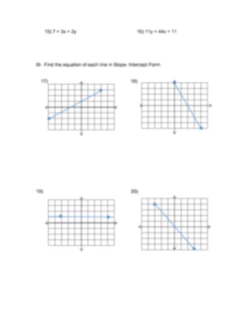 Solution Slope And Slope Intercept Form Worksheet With Answer Key