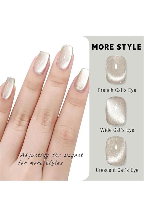 HOSAILY 15ml Cat Eye Gel Nail Polish New Mirror Nude White Diamond Glitter Holographic Shiny