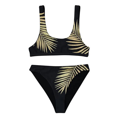 Sagace Summer New Sexy Bikini Swimwear Women Golden Leaf Print