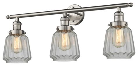 Chatham 3 Light Bathroom Vanity Light In Satin Nickel Industrial