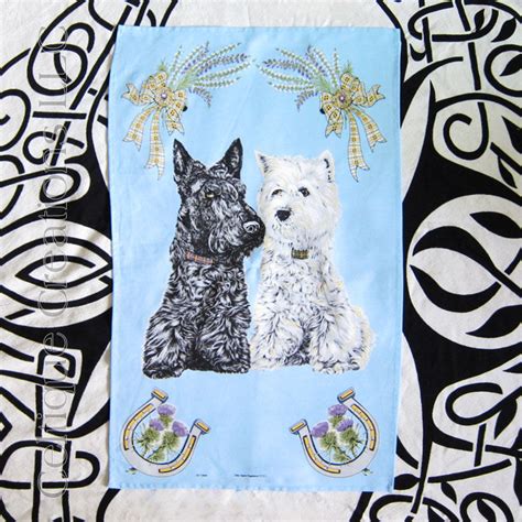 Scottie And Westie Cotton Tea Towel Celtique Creations