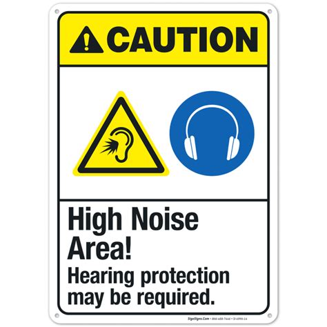 High Noise Area Hearing Protection May Be Required Sign Ansi Caution Sign