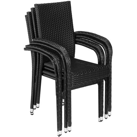 Polyrattan Stapelstuhl Comfort Er Set Schwarz Deubaxxl