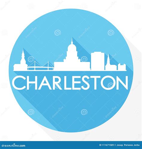 Charleston South Carolina Round Icon Vector Art Flat Shadow Design