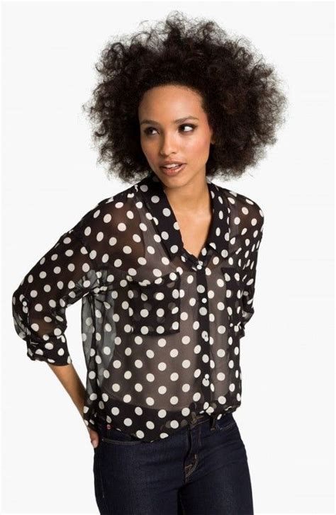 Free People Womens Polka Dot Sheer Polka Dot Shirt Fashion Polka