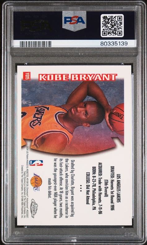 Topps Chrome Kobe Bryant Youthquake Yq Mint Psa Rookie Rc Hof