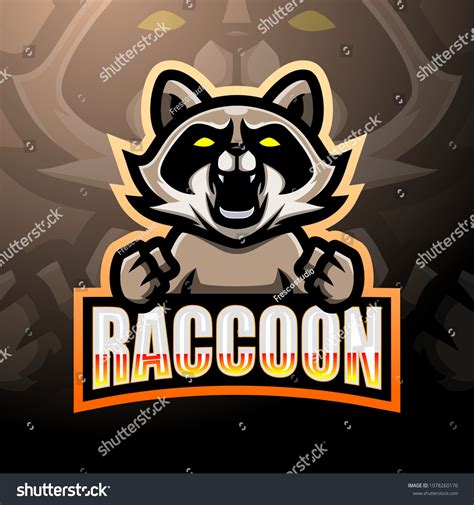 Raccoon Mascot Esport Logo Design Royalty Free Stock Vector