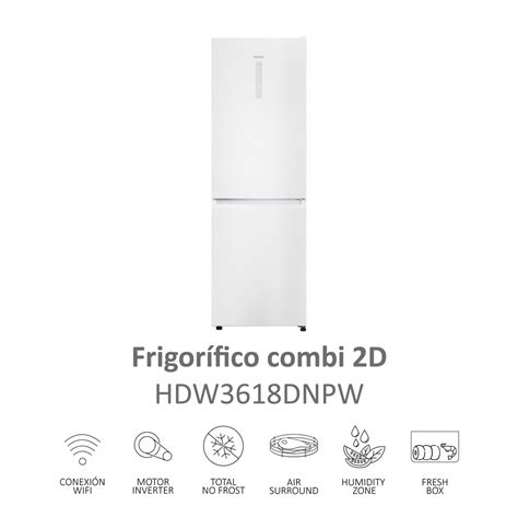 Frigorífico Combi Haier Total No Frost con WIFI 2D HDW3618DNPW