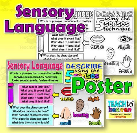 Sensory Language Poster 2 I Describe Using My 5 Senses By Teach