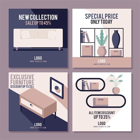 Venta De Muebles Colecci N De Publicaciones De Instagram Vector Premium