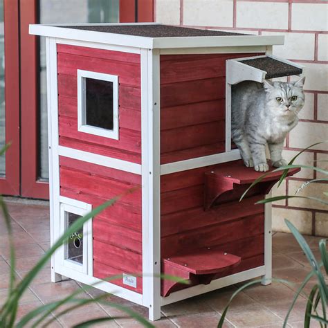 US$ 129.99 - Petsfit 2-Story Weatherproof Outdoor Kitty Cat House/Condo ...