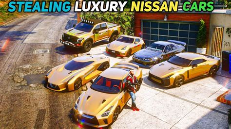 Gta 5 Stealing Luxury Golden Nissan Cars With Franklin Real Life