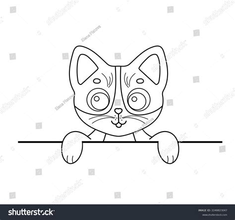 Vector Illustration Character Cat Outline Funny Stock Vector (Royalty ...