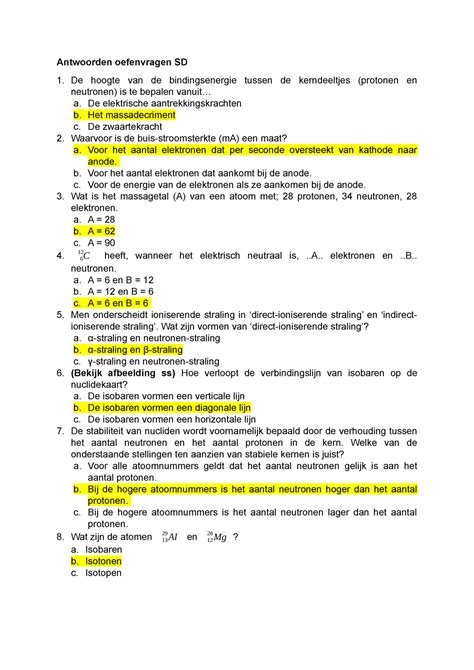 Antwoorden Op Oefenvragen Stralingsdeskundigheid Periode Jaar Mbrt