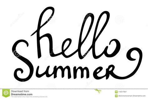 Vector Hand Drawn Lettering Hello Summer Stock Vector Illustration Of