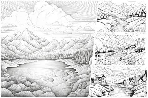 Landscapes Line Art Graphic by Ai Graphic Design Bundle · Creative Fabrica