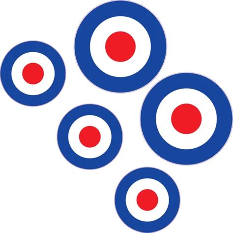 RAF ROUNDEL X 5 Stickers Mod The Who Lambretta Vespa Scooter Bike Vinyl