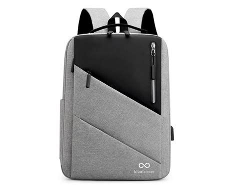 Mochila Para Laptop Antirrobo Bluelander Hs Color Gris Con Puerto Usb