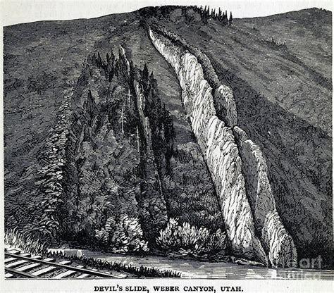 Devil S Slide Weber Canyon Utah A Drawing By Historic Illustrations