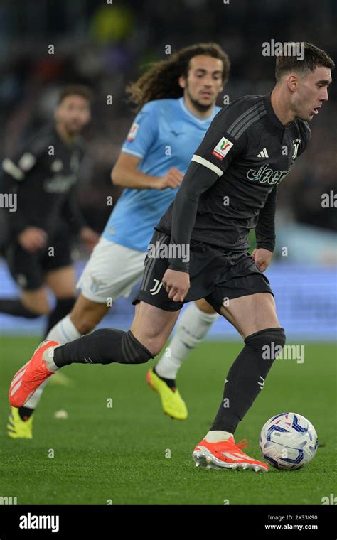 Roma Italia Rd Apr Juventus Dusan Vlahovic During The Semi