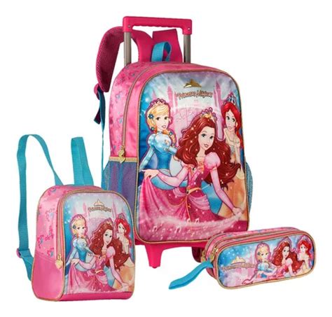 Kit Princesas Mágicas Mochila Rodinha Estojo Lancheira Clio Frete grátis