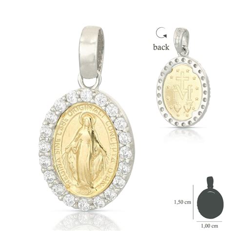 Ciondolo Madonna Miracolosa Oro Giallo Bianco 803321714802