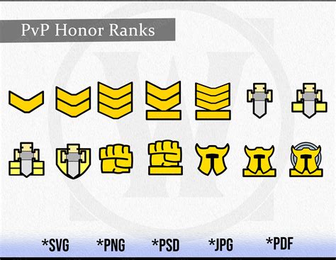 Wow Pvp Honor Rank Emblems Svg Clipart World Of Warcraft Cut Etsy