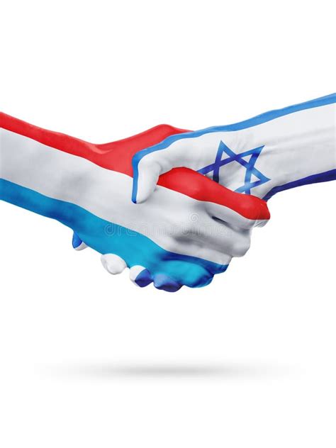 Flags Luxembourg Israel Countries Partnership Friendship Handshake Concept Stock Image