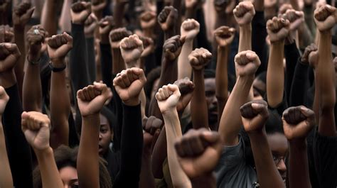 Voces Revolucionarias Que Protestan Contra La Multitud Con Los Pu Os