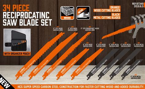 HORUSDY 34 Piece Reciprocating Saw Blade Set For Metal Sheet Wood