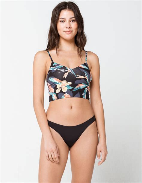 Roxy Beach Classics Long Bralette Bikini Top Black Combo Tillys