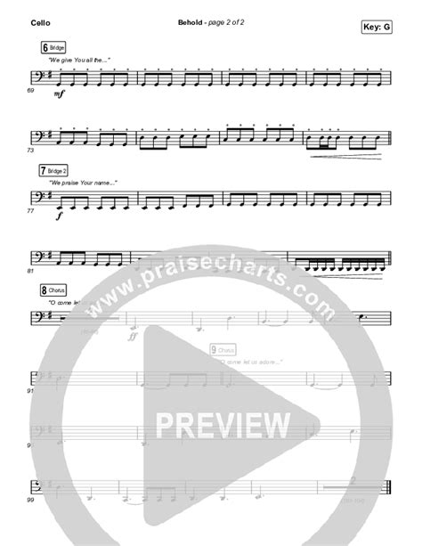 Behold Unison 2 Part Choir Cello Sheet Music PDF Phil Wickham Anne