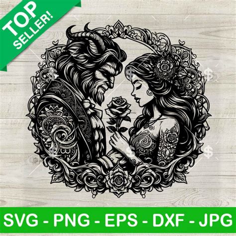 Mandala Zentangle Beauty And The Beast SVG Disney Movie SVG Disney