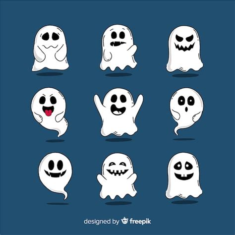 Colecci N De Fantasmas De Halloween Dibujados A Mano Vector Gratis