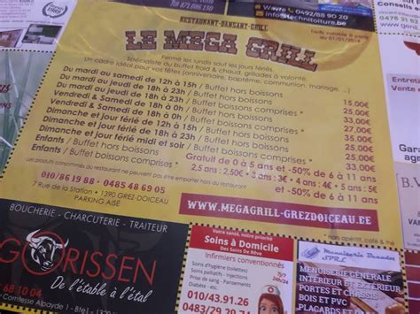 Menu Au Mega Grill Grez Doiceau Grez Doiceau