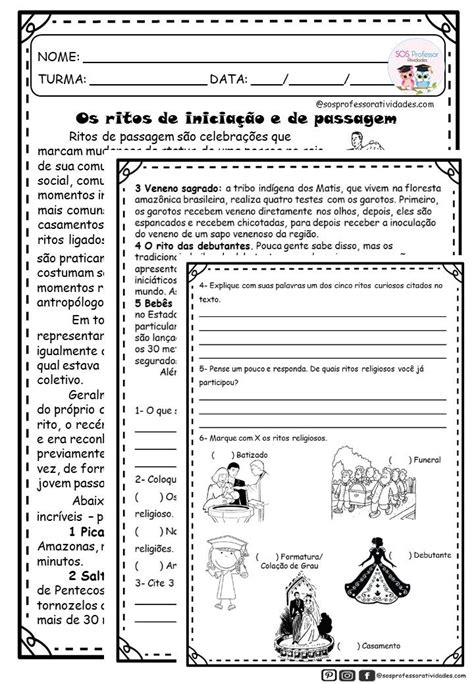 Ritos de iniciação e de passagem Ensino religioso Texto religioso