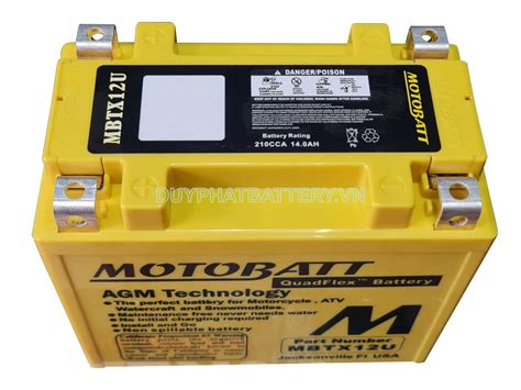 Bình ắc quy Motobatt MBTX12U 12V 14Ah CCA 210A Nhập Khẩu Chính Hãng