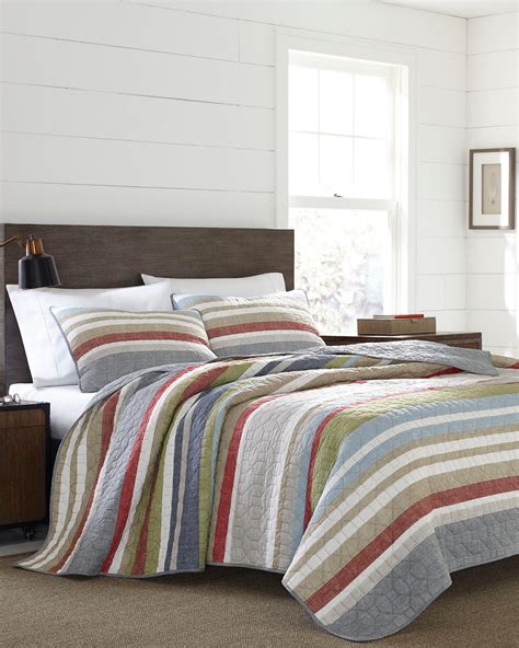 Eddie Bauer Salmon Ladder Stripe Reversible 2 Piece Twin Quilt Set Bedding In Multi Modesens