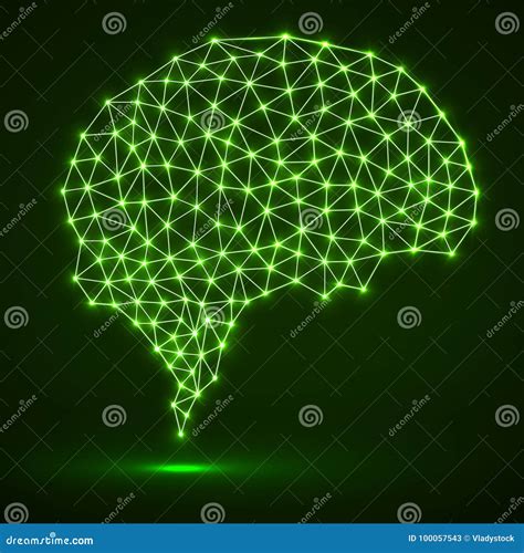 Abstract Polygonal Brain With Glowing Dots And Lines Stock Vector Illustration Of Human Line