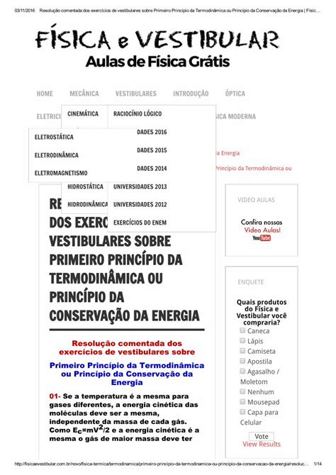 PDF Resolução comentada dos exercícios de vestibulares sobre primeiro