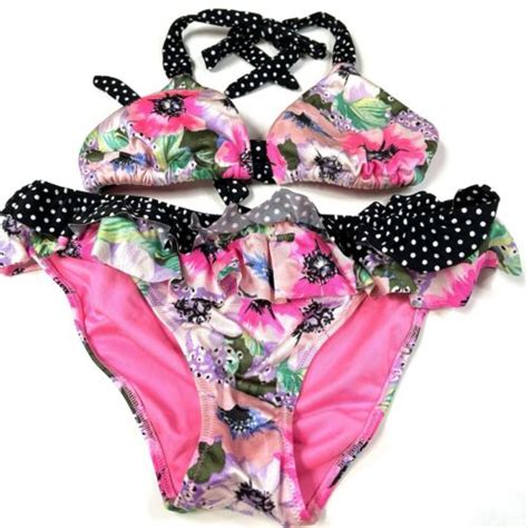 Y K Victorias Secret Medium Bikini Set Floral Cheeky Triangle Pink F EBay