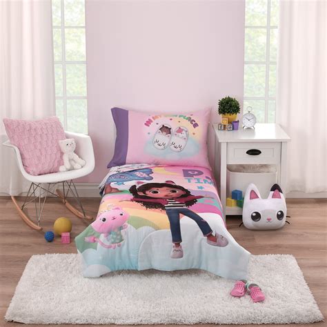 DreamWorks Gabby's Dollhouse Dream It Up 4 Piece Toddler Bed Set, Pink ...