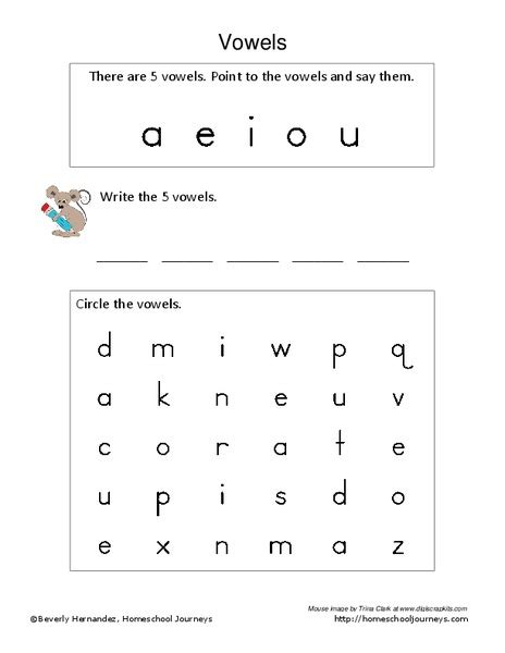 Vowels Printable Worksheets For Grade 1