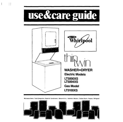 Whirlpool Thin Twin Lt5000xs Use And Care Manual Pdf Download Manualslib