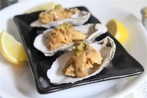 Oyster Tempura with Yuzu Honey Dijon Mustard Sauce - The Tasty Bite