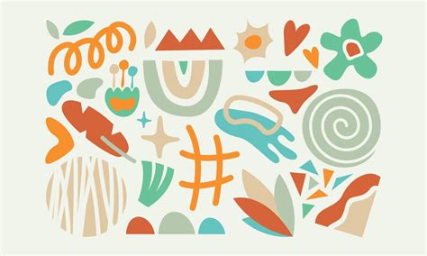 Modern trendy doodle and abstract nature icons vector illustration ...