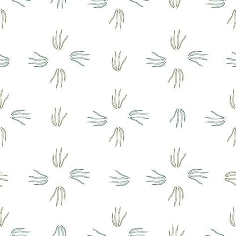 Exotic Doodle Grasss Seamless Pattern Isolated On White Background